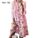 thumbnail image 3 of Qarigey Vestido Midi de manga larga estampado cuello gran columpio cintura alta ropa de mujer Vestidos Rosado XXL, 3 of 8
