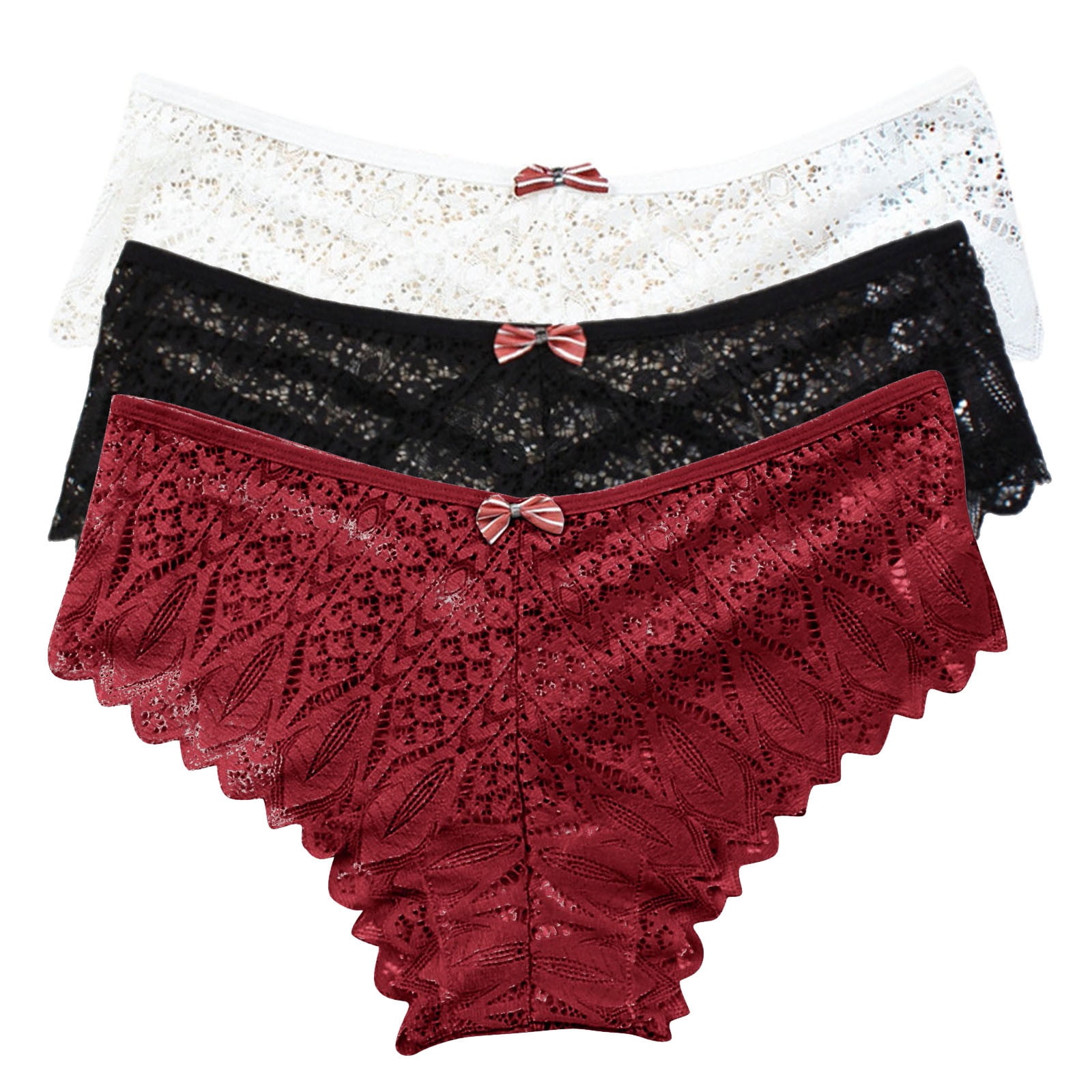 Panty Sets Pack of 3, Womens 3Pcs Floral Lace Briefs Panties Plus Size  Underwear Breathable Comfortable Bottoms (3X-Large, Multicolor 02) 