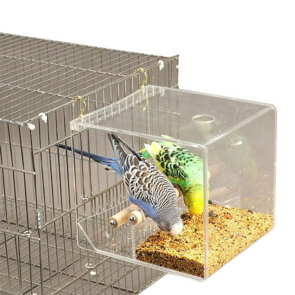 YongCo Budgies Feeding Box Food Dispenser Antispill Parrots Food Feeding House Birds Cage Feeder Clear Food Container