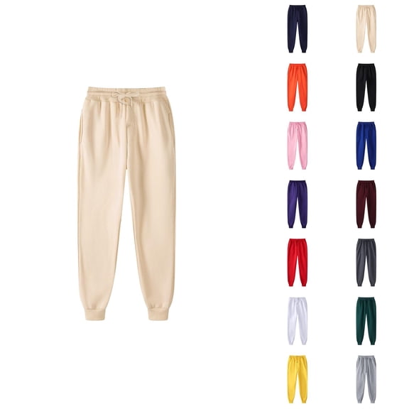 Sweatpants for Men 2026 Fall Winter Trendy Elastic Waist Drawstring Lined Jogger Sweatpants Trousers with Pockets