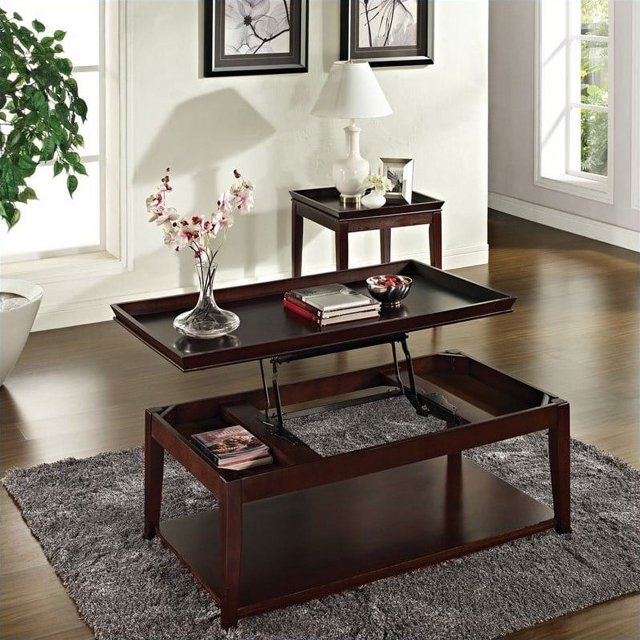 Steve Silver Company Clemson Ensemble de Table Basse 3 Pcs avec Plateau Relevable en Cerisier