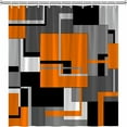thumbnail image 3 of Orange Shower Curtain Black White Gray Geometric Abstract Mid Century Modern Minimalist Fashion Home Fabric Bathroom Decor Set Include Hooks 72Wx72H Inch, 3 of 6