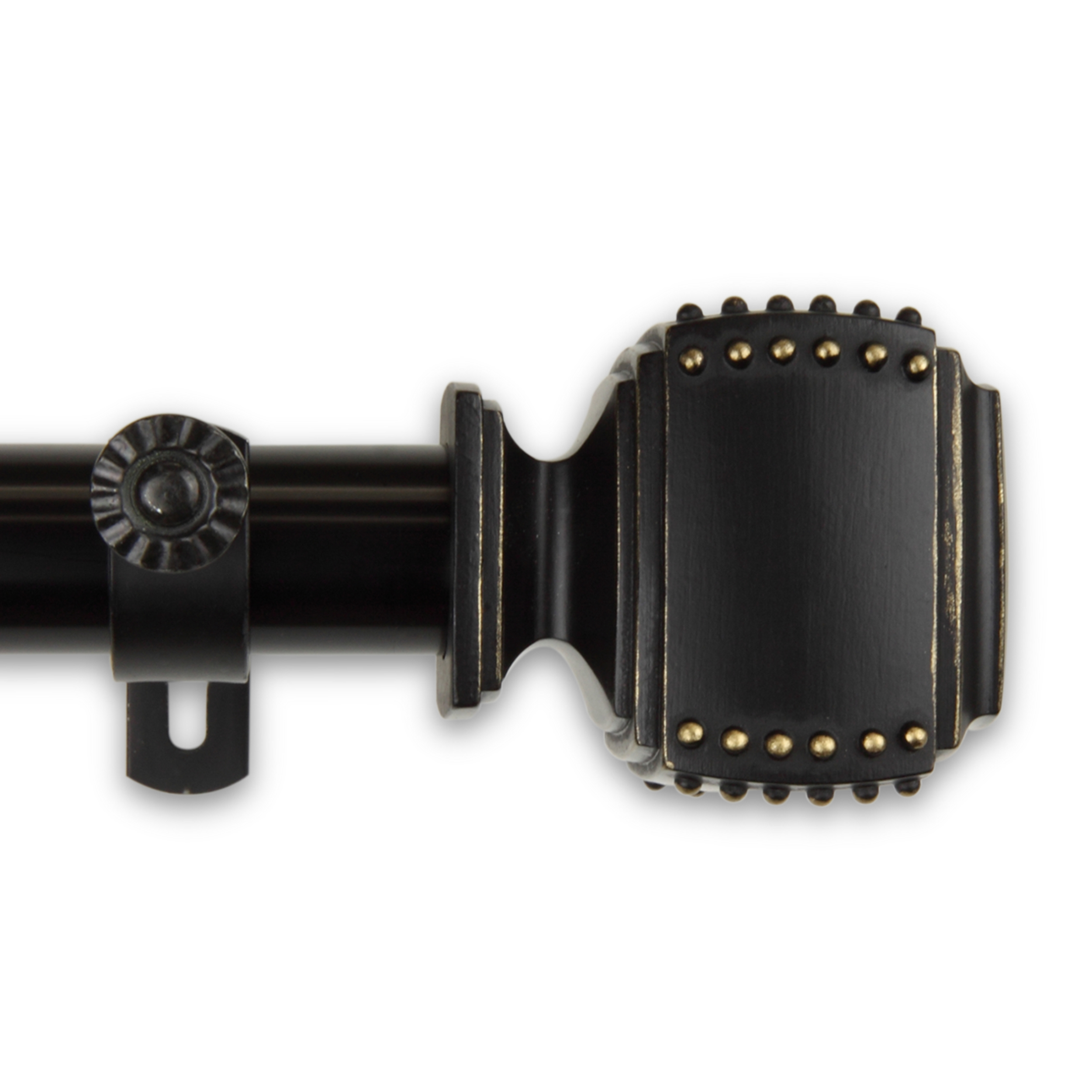 1" Dia Adjustable Aiken Curtain Rod 28-48 inch - Black