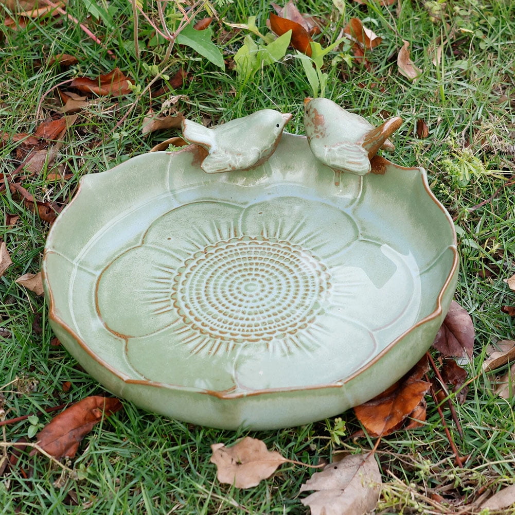 Ceramic Birdbath Bowl Hummingbird Feeder Multifunctional Bird Food Container Hummingbird Watering Container for Outdoor Garden Courtyard