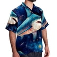 thumbnail image 2 of Starry Shark Men's Short Sleeve Casual Printed Button Down Beach Shirt Summer Unisex Top, 2 of 6