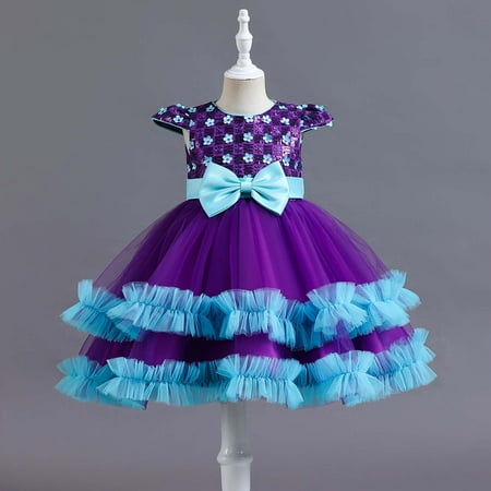 

XMMSWDLA Sales Clearance Baby Bodysuit Children Baby Girls Middle-aged Children s Sequin Contrast Gauze Skirt Halloween Cosplay Masquerade Dress