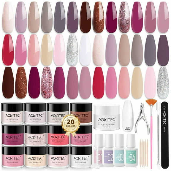 36PCS Dip Powder 10g Nail Kit Glitter Dipping Powder Starter Set DIY Salon Nail Art