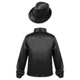 thumbnail image 2 of TiaoBug Kids Boys Shiny Sequins Long Sleeve Shirt Jazz Latin Street Dance Disco Party Top with Hat Black 7-8, 2 of 7