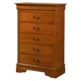 thumbnail image 3 of Passion Furniture Louis Phillipe II Oak 5 Drawer Chest of Drawers (31 in L. X 16 in W. X 48 in H.), 3 of 5