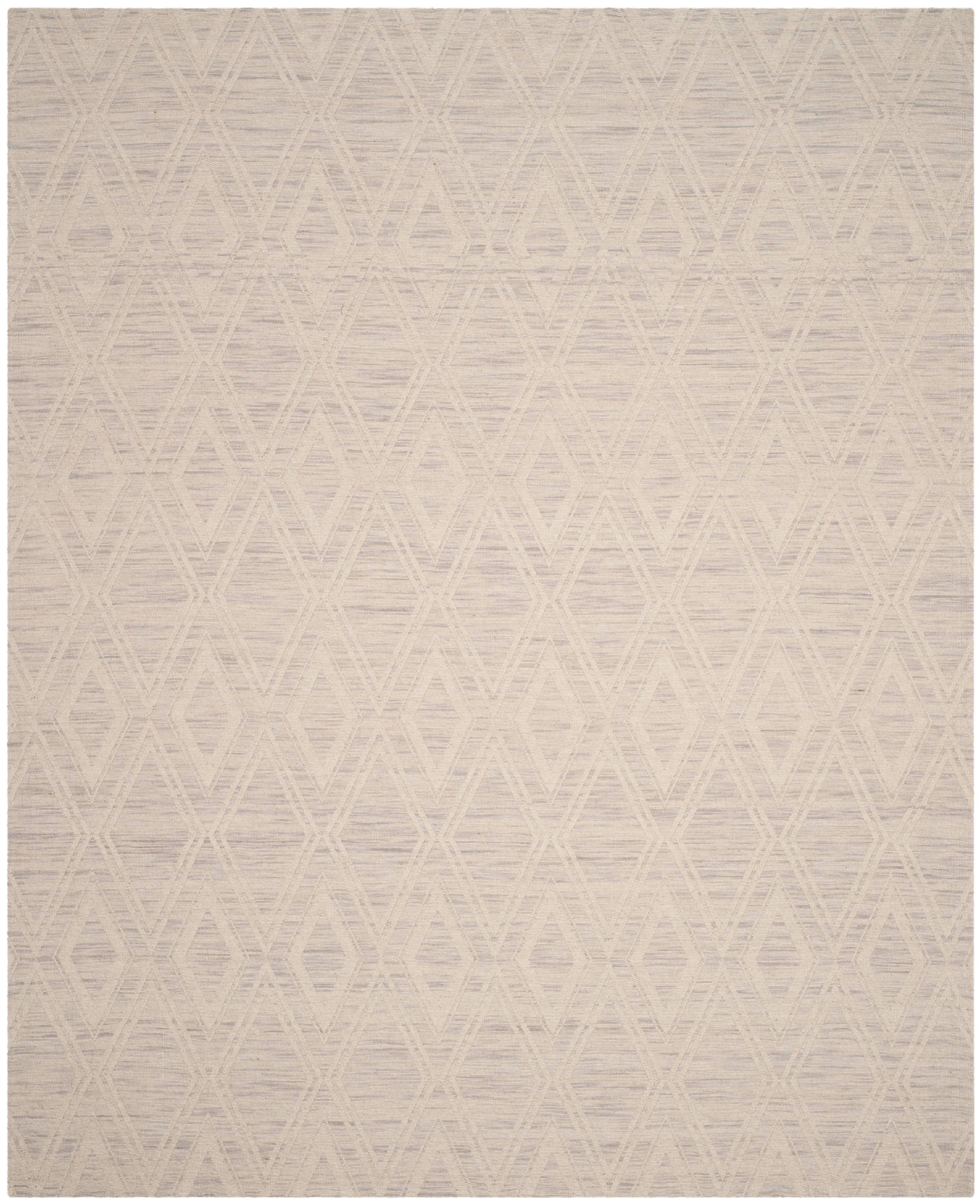 SAFAVIEH Marbella Alicia Geometric Diamonds Wool Area Rug, Silver/Ivory, 10' x 14'