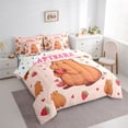 thumbnail image 3 of Homewish Kawaii Capibara Teens Bedding Comforter Set 7pcs, Funny Cartoon Animal Queen Bedding Sets, Strawberry Fruit Reversible Queen Sheet Sets, Microfiber Bedroom Decor, 3 of 7