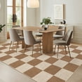 thumbnail image 3 of HIWEAVER Brown 6' x 9' Modern Geometric Easy Jute Area Rug for Living Room Washable Checkered Print Indoor Outdoor Carpet Non-Slip Stain-Resistant Kitchen Throw Mat Low Pile Patio Rug Decor, 3 of 6