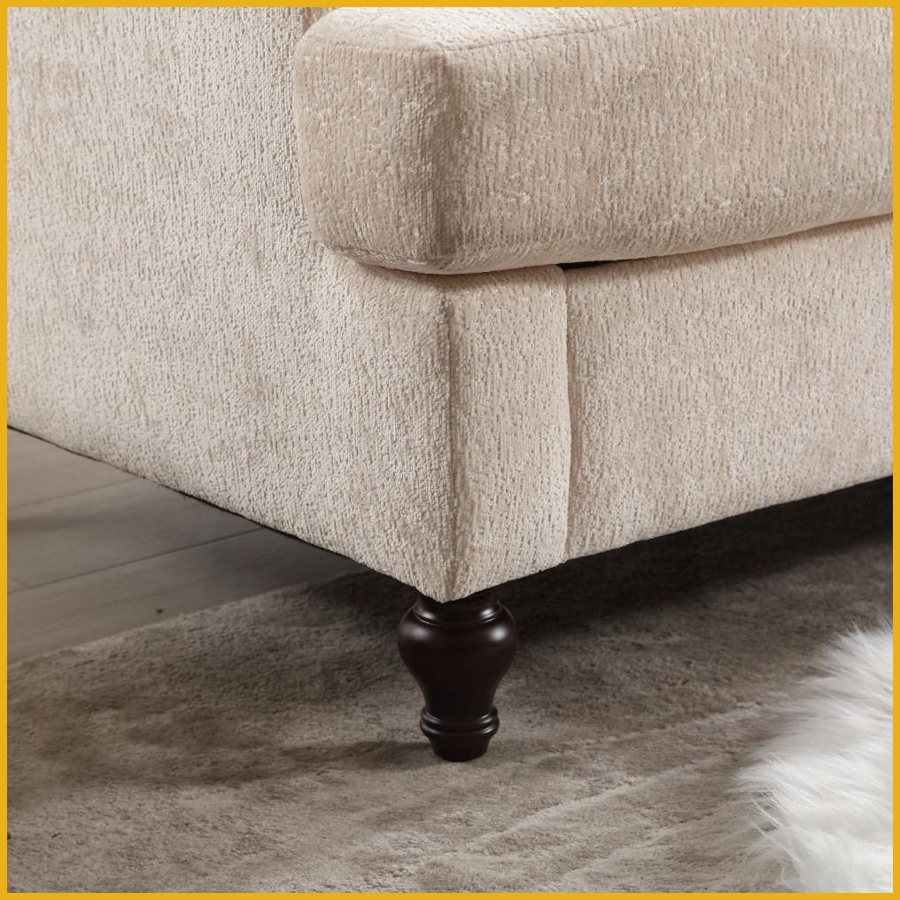 Mid Century Modern Chenille 2-Seat Loveseat Sofa – Solid Wood Frame for Living Room & Bedroom