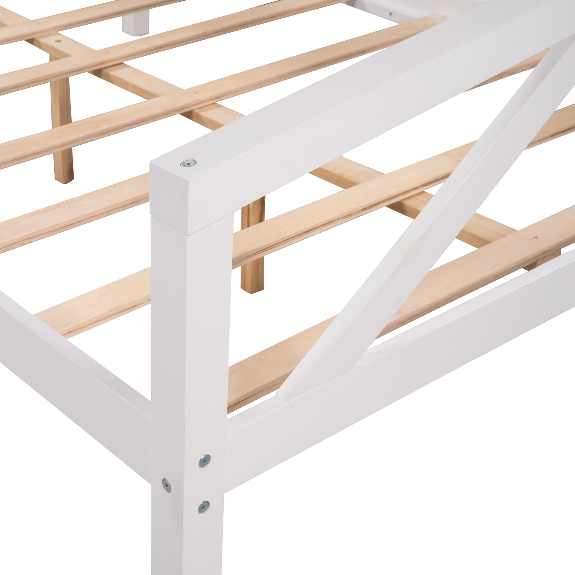 Aukfa Daybed, Solid Wood Full Size Daybed Frame, White