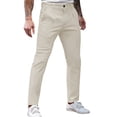 thumbnail image 6 of LODIENY Men Golf Dress Pants Stretch Slim Fit Casual Trouser Button Waist Slacks for Men Straight Leg Lightweight Trousers with Pockets Beige XL, 6 of 9