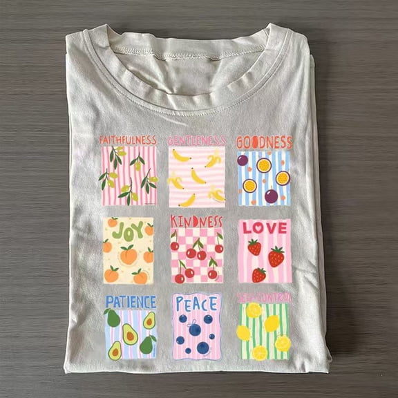 Fruit of the Spirit Christian T-Shirt, Cute Aesthetic Bible Verse Graphic Tee, Faith Based Religious Shirt for Women