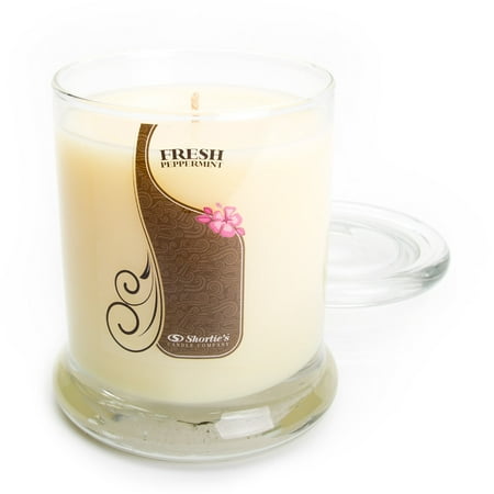 Fresh Peppermint Candle - Medium White 10 Oz. Highly Scented Jar Candle - Made With Natural Oils - Christmas & Holiday