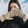 thumbnail image 1 of Woman Riding Windproofed Gloves Thick Soft Fleece Cuff Anti-slip Water Resistant Design for Cold Weather Outdoor Skiing and Cycling, 1 of 6