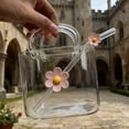 thumbnail image 4 of Glass Bubble Cup with Straw - Handbag Shaped Portable Trendy Drinking Glass - Reusable Beverage Cup for Juice Tea Coffee - Pink, 4 of 6