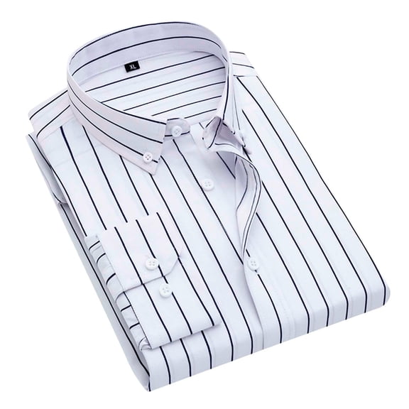Arlun Long Sleeve Dress Shirts Casual Business Casual Vertical Striped Printed Button down Slim Fit Shirt Soft Comfortable Lightweight Stylish Blouse Tops with Pockets White XL