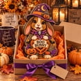 3-Layer Wooden Block Halloween Bunny Purple and Orange Tabletop Display ...