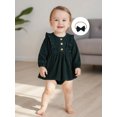 thumbnail image 6 of Miaouyo Infant Baby Girls 2Pcs Fall Romper 0 3 6 12 18 24 Months Long Sleeve Button Front Skirt Romper with Headband, 6 of 9