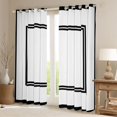 thumbnail image 2 of Homewish Fashion Square Adult Black Out Curtains, Modern Abstract Stripes Curtains Pack of 2 (42x63 Each), White Black Lines Bedroom Curtains, Black Out Curtains Bedroom Decor, 2 of 6