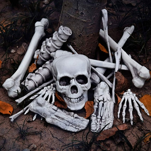 PENIKOKO 1 Pack Plastic Skeleton Bones and Skulls for Creating Festive Atmosphere Decor