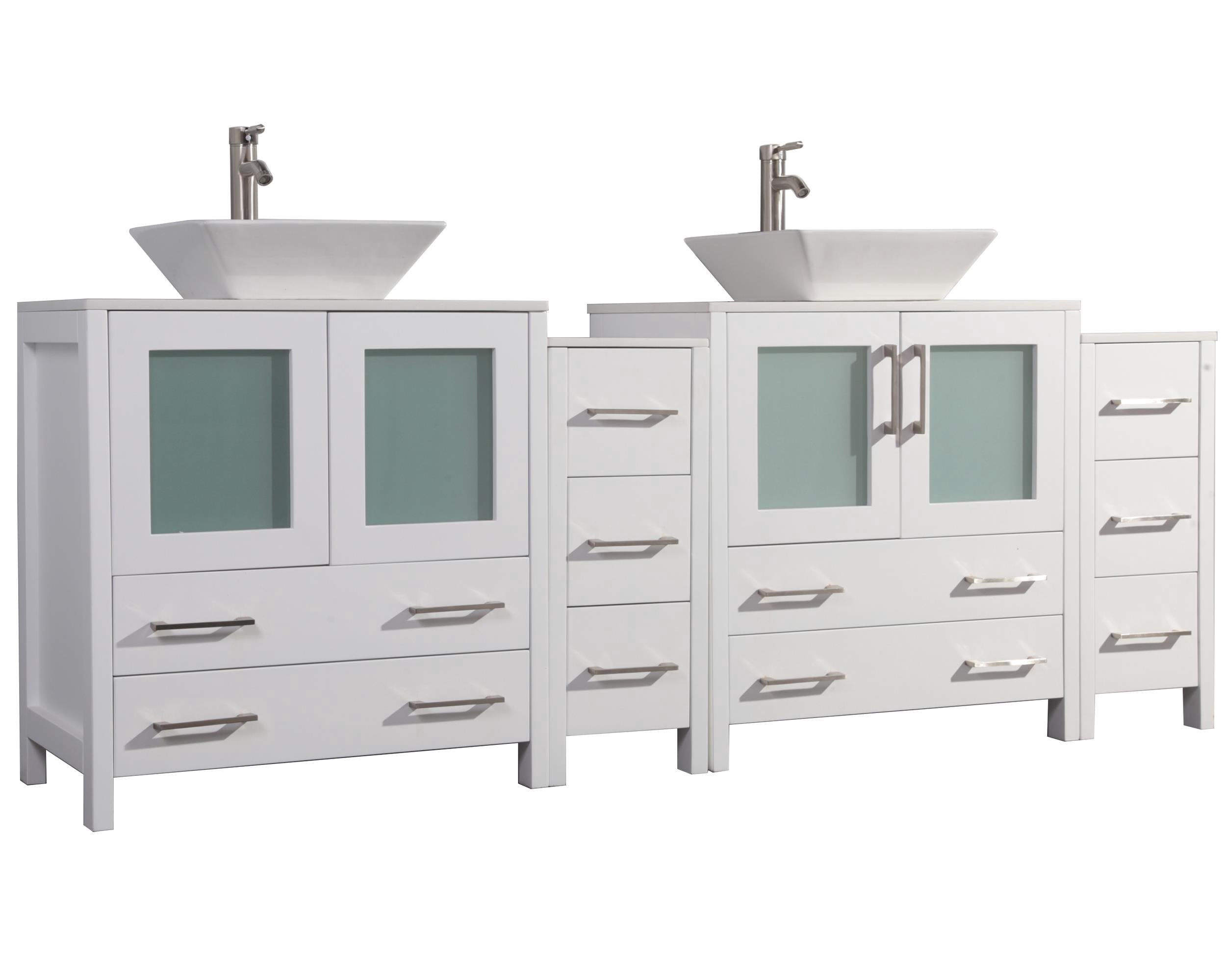 Vanity Art VA3130-84W 84 in. Double Sink Bathroom Vanity Set, White