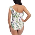 thumbnail image 6 of Yiaed Wisteria Flower Print Women One Piece Swimsuits Tummy Control One Shoulder Bathing Suits Pattern Ruffle Swimwear-Small, 6 of 8