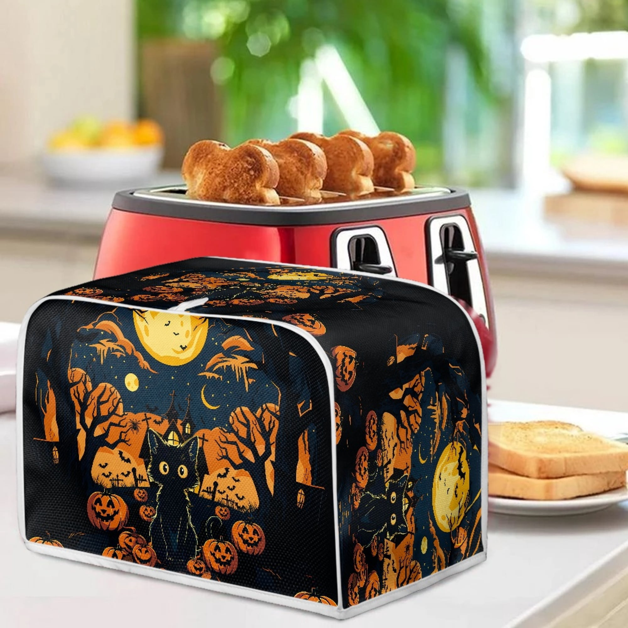 ZUXONGSY Halloween Black Cat Toaster Cover 2 Slice Toaster Dust