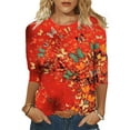 thumbnail image 2 of KVMeteor Women Casual 3/4 Sleeve Loose Tunic Tops Round Neck T-Shirt, 2 of 6