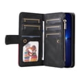 thumbnail image 6 of Heavy Duty Protection Wallet Case Designed for iPhone 12/12 Pro, PU Leather Cards Holder Wrist Strap Zipper Pocket Kickstand Shockproof Rugged Phone Case for iPhone 12/12 Pro, Black, 6 of 8