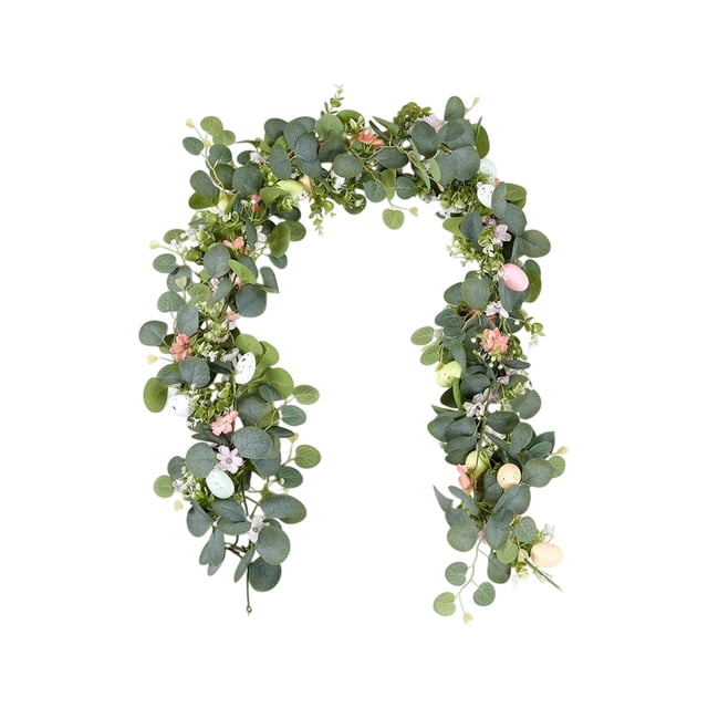 Easter Eggs Vines Door Decorations Spring Branches Leaves Floral Garland 66.9 Inches Plastic