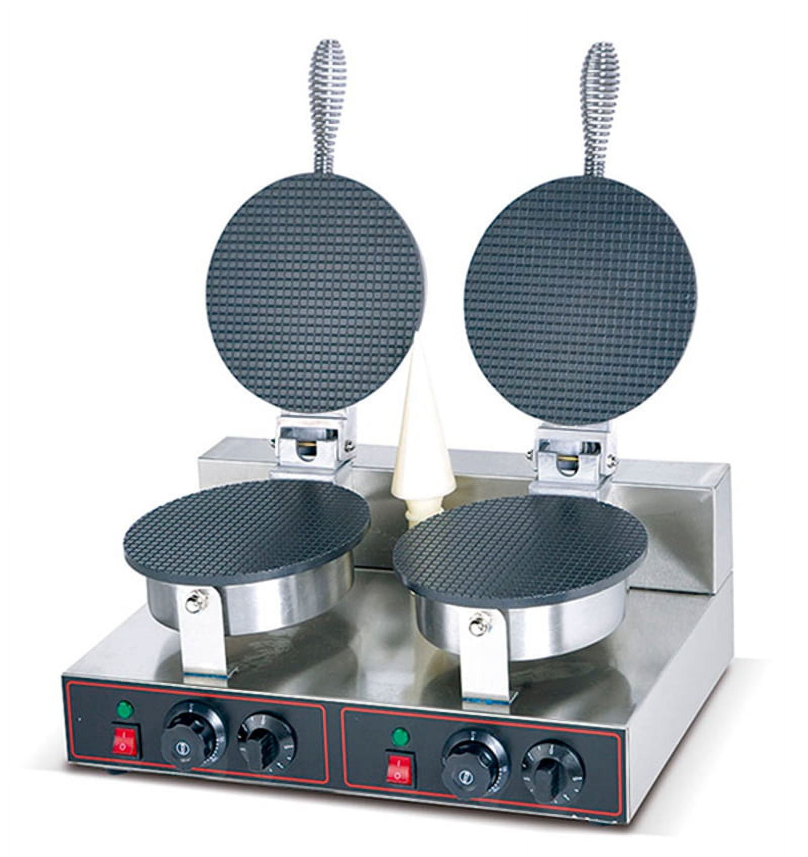 EQCOTWEA Ice Cream Cone Machine Waffle Maker Double Head with Ice Cream Cone Sleeves