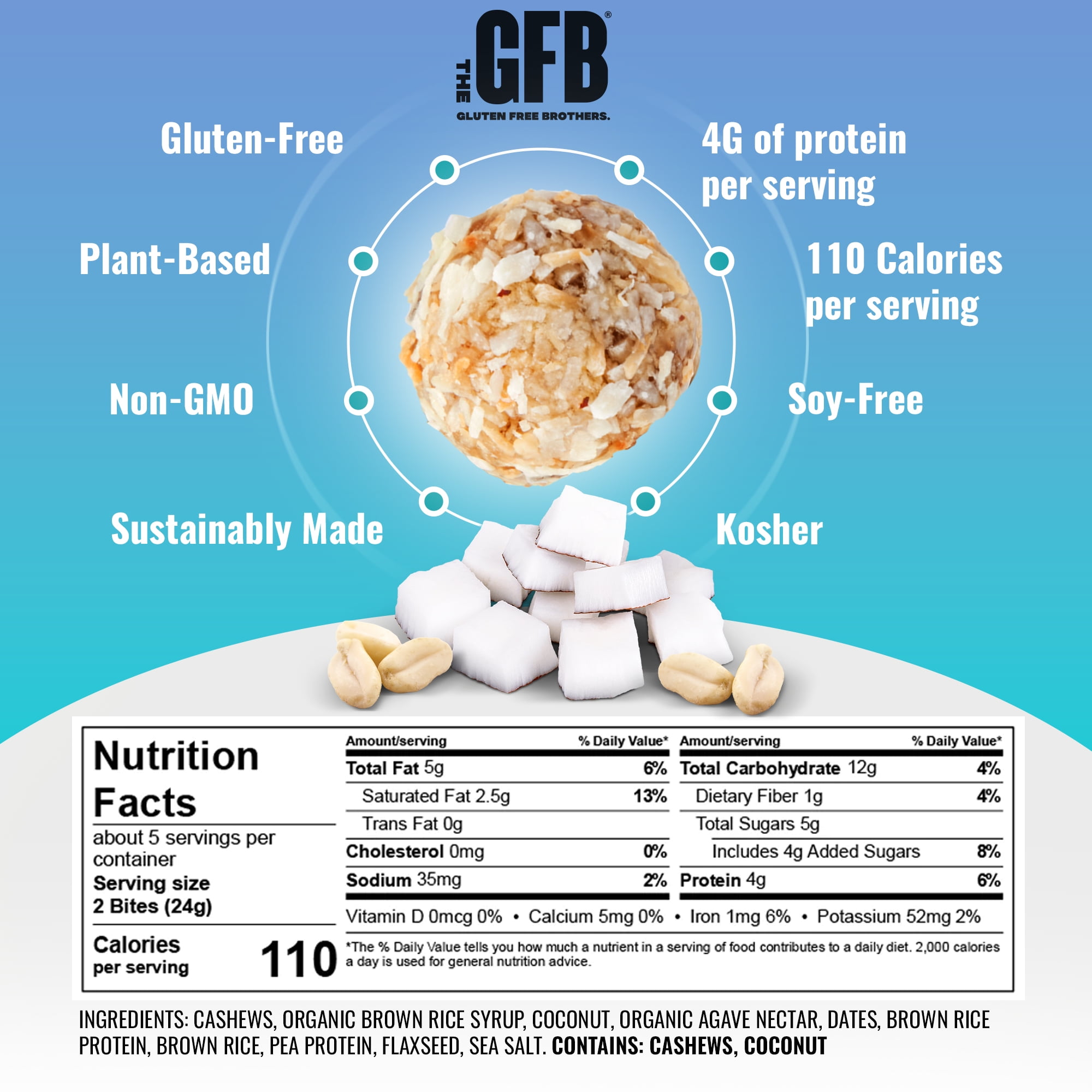 The GFB Gluten Free Protein Bites Variety Pack -Non GMO, Soy Free, Vegan, 4 oz 6 (CT)