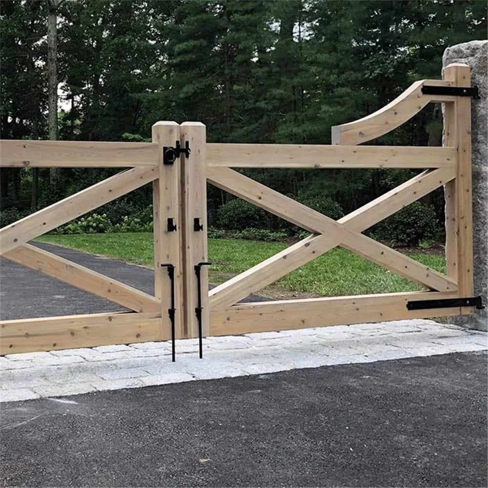 2 pack 12" Heavy Duty Cane Bolt, Gate Latch with Black Finish, Way Gate Drop Rod for Wood Fences Gates（black）