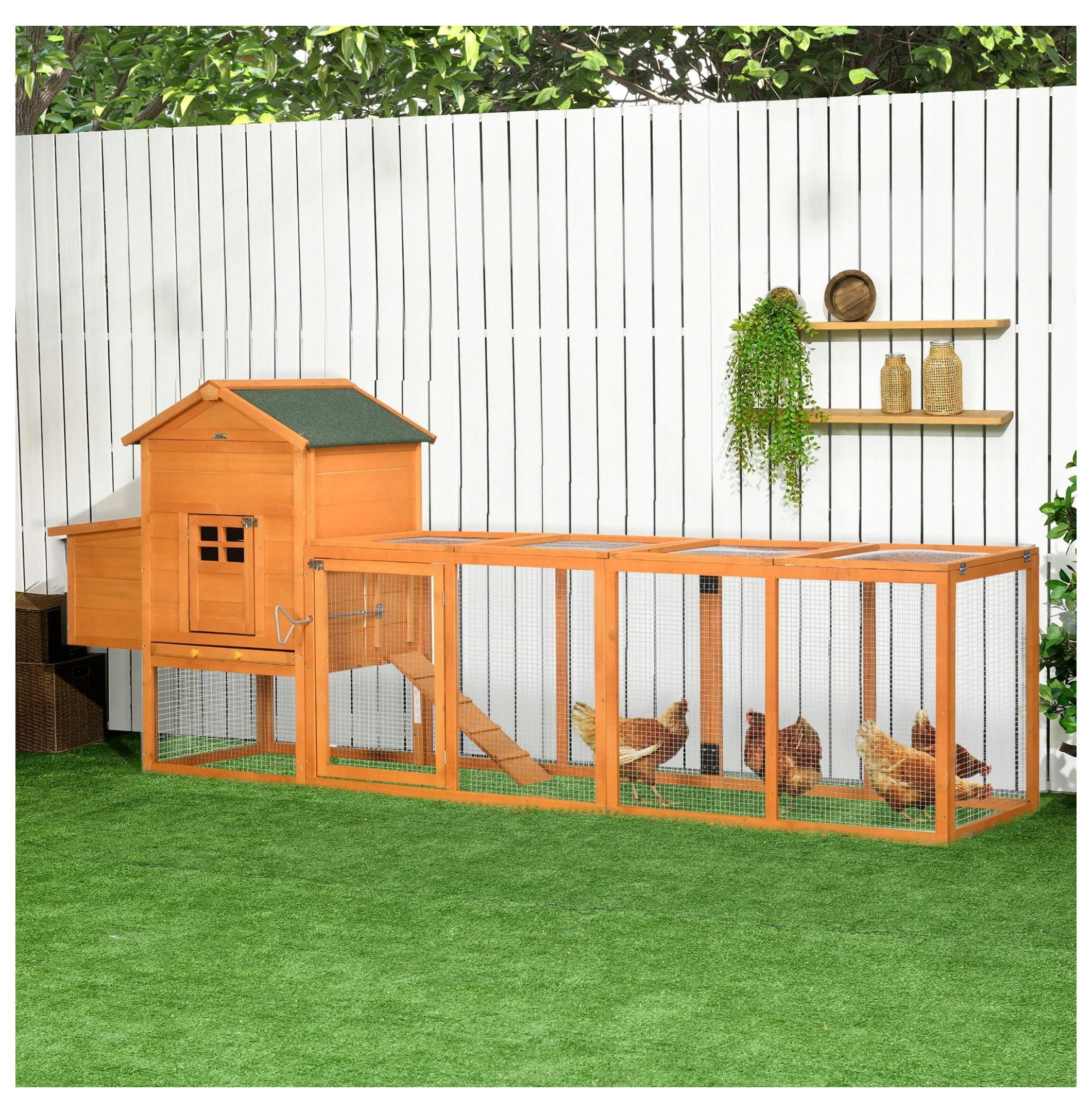 Extra Large Chicken Coop, Outdoor Hen House Poultry Cage with Removable Tray, Hen House Quail Hutch for Outdoor Backyard, Orange