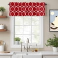 thumbnail image 2 of Red Abstract Kitchen Curtain Valances for Windows Farmhouse Short Curtains, Modern White Geometric Twisted Art Rod Pocket Valance Curtain for Bedroom Cafe Living Room 42"x12", 2 of 8