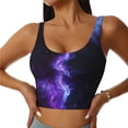 thumbnail image 1 of Fotbe Purple And Blue Nebula Sujetador Deportivo Largo sin Aros para Mujer con Almohadillas y Soporte Medio, Transpirable y Absorbente, Camiseta Tipo Chaleco o Tank Top-X-Large, 1 of 8