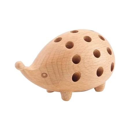 

2024 Home Cute Back To School ❤ Hedgehog Pen Holder DecorationStudy Ornament Friends Pen Holder Solid Wood Carving Small 24 Color Pen Hedgehog Ornaments