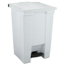 Rubbermaid Indoor Utility Step-On Waste Container Square Plastic 12 gal White
