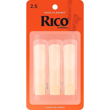 Rico Bass Clarinet Reeds, Box of 3 Strength 2.5 (Best Bass Clarinet Reeds)