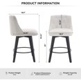 thumbnail image 5 of White Linen Swivel Bar Stools Set of 2 - 25.00 in Counter Height with 360-Degree Rotation for Kitchen Island or Home Bar Seat, 5 of 12