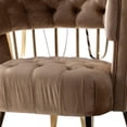 thumbnail image 4 of 38" Dark Beige Velvet And Gold Exposed Back Accent Chair, 4 of 6