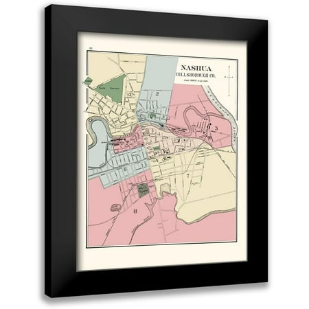 Hitchcock 12x14 Black Modern Framed Museum Art Print Titled - Nashua New Hampshire - Hitchcock 1877