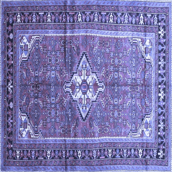 Ahgly Company Indoor Square Persian Blue Traditional Area Rugs, 5' Square