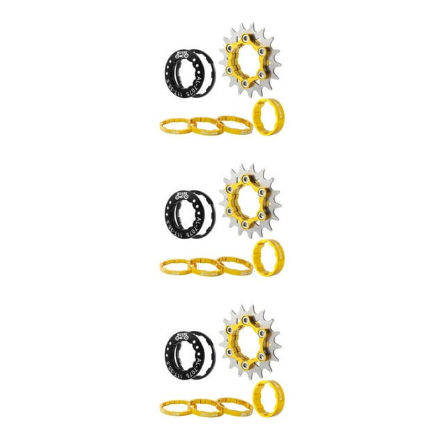 Transemion Cassette Simple 1 Vitesse Engrenage Durable Ensemble de Conversion pour Moyeux 7-10s Or 17T 3ensemble
