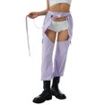 thumbnail image 3 of Wangsaura Women?s Solid Color High Waist Crotchless Trousers with Chain  Belt, 3 of 8