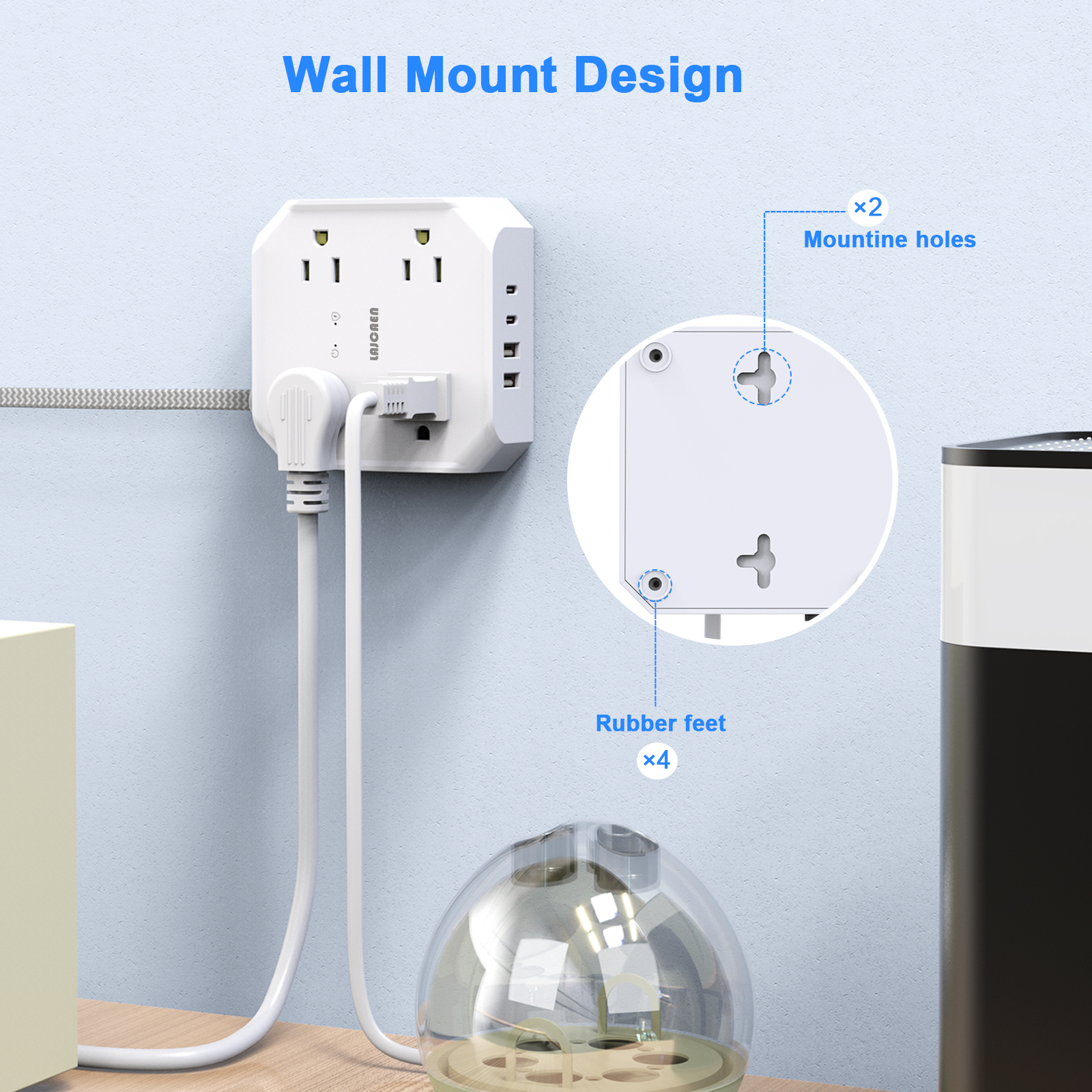 Lajcaen 5 Ft Surge Protector Power Strip With 8 Outlets photo 3